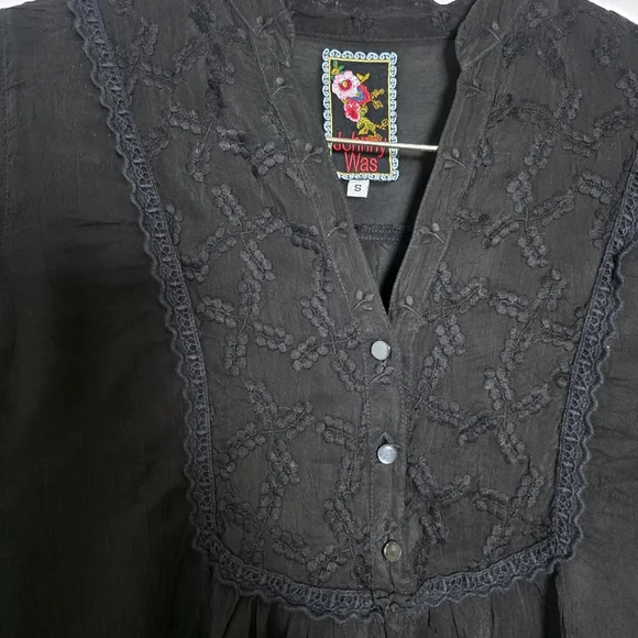 NWOT Johnny Was Black Cupro‎ Loose Boho Tunic Size Small - Picture 2 of 5